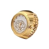 TOPINCN Reloj con Anillo de Cuarzo con Dedo con Diseño de Flor único para Mujer Reloj de Estilo Informal con Esfera Redonda de Moda para Ocasiones Especiales Dorado (Gold)