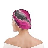 cuffia da doccia per donne e uomini uk riutilizzabile impermeabile con elastico stampata magenta nero grigio gioiello tono fluido arte vortice