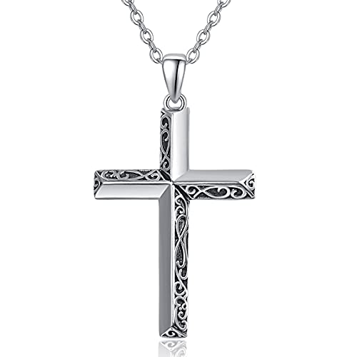 PRAYMOS Cross Necklace for Women Men 925 Sterling Silver Simple Dainty Cross Necklace Women Christian Religious Jewelry Gifts