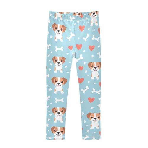 Dog Bone Heart Girls Leggings,Workout Leggings for Girls Toddler Athletic Legging Size for 3-10T