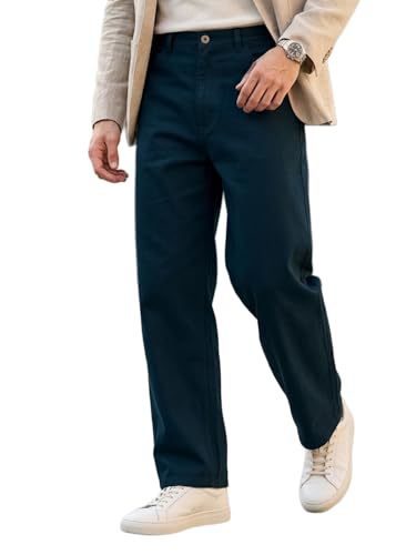 Urbano Fashion Men's Loose Baggy Fit Solid Chino Trousers Non-Str...