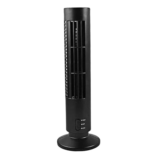 Ventilador de torre, soporte de torre oscilante de ventilador sin buque para habitaciones, salas de estar, cocina, 2 velocidades, 13 pulgadas (negro)