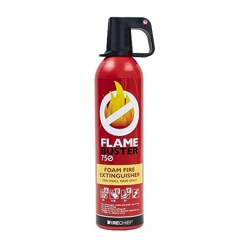 Flamebuster 750ml All in 1 Fire Extinguisher – Aerosol Fire Extinguisher with Over 9 Uses – Suitable for Class A, B & F Fires – Immediate Effect, Non Toxic & Minimal Clean Up