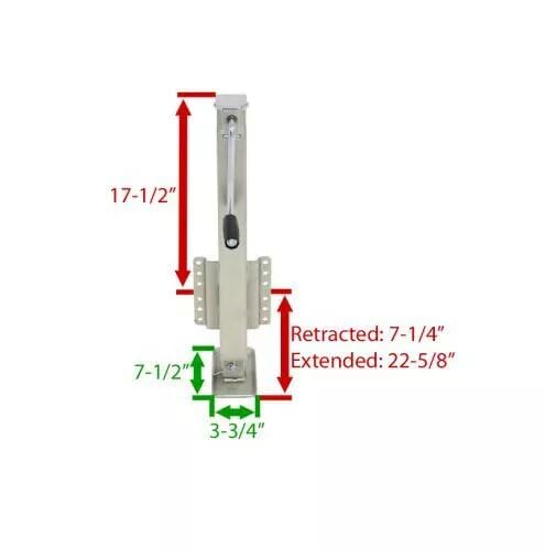 2500# Bolt on Heavy Duty Drop Leg Marine Trailer Jack with Foot
