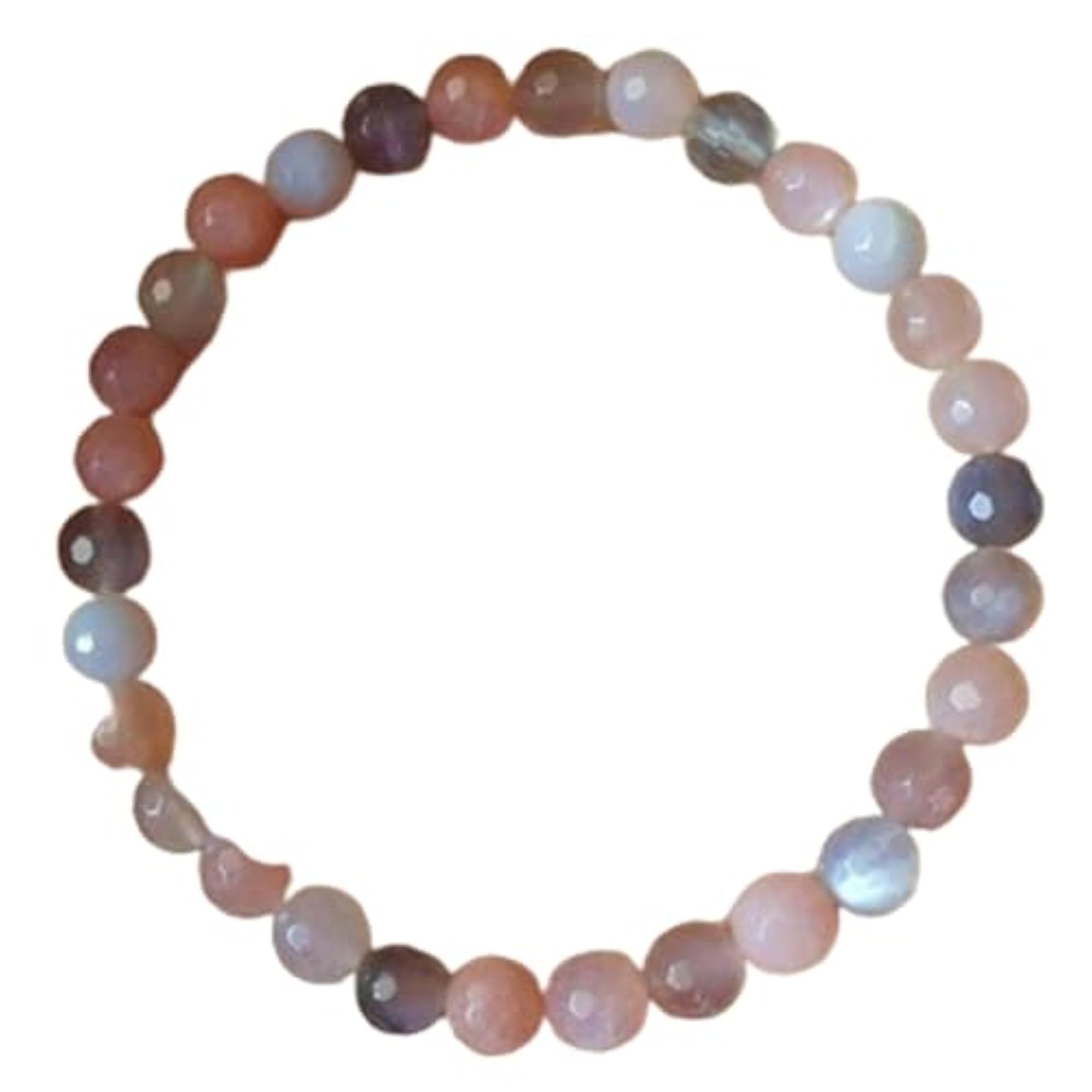 Natural Multi Moonstone 6mm Round Bead Stretchable Bracelet, Unisex