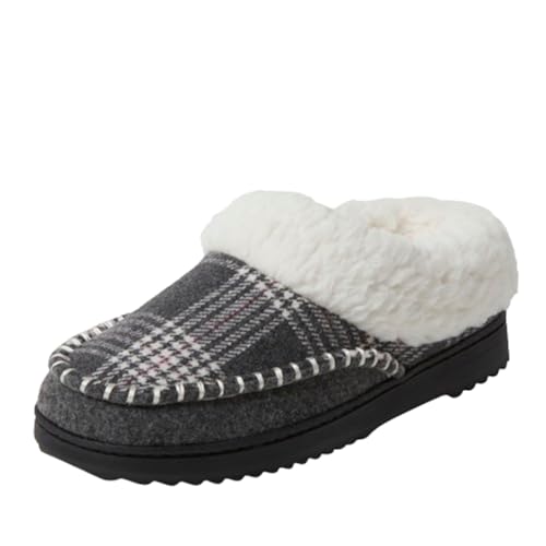 Image of Dearfoams Women's Nyla Felted and Plaid Moc Toe Clog