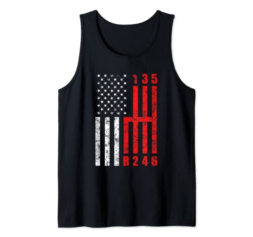 Bandera Americana Stick Shift coches reales no se cambian a sí mismos Camiseta sin Mangas