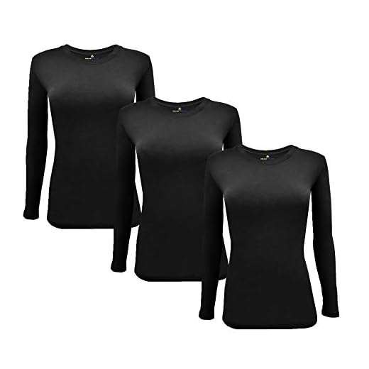 Natural Uniforms Women's Under Scrub Tee Crew Neck Long Sleeve T-Shirt-3-Pack (X-Large, 3 Pack-Black)