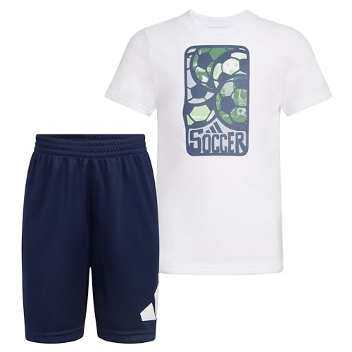 Image of adidas boys Two-piece Short Sleeve Printed inchCamo inch Shorts Matching Set