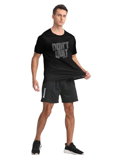 Image of LEOTUDE Men's Regular Fit Half Sleeve Round Neck Cottonblend Tshirt (Color Black)