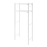 HEIAN SHINDO ランドリーラック 棚2段 角パイプ タオル掛け付き 横伸縮 縦型ドラム式両対応 ホワイト 幅58-80×奥行28.5×高149.5cm TLR-2 平安伸銅工業