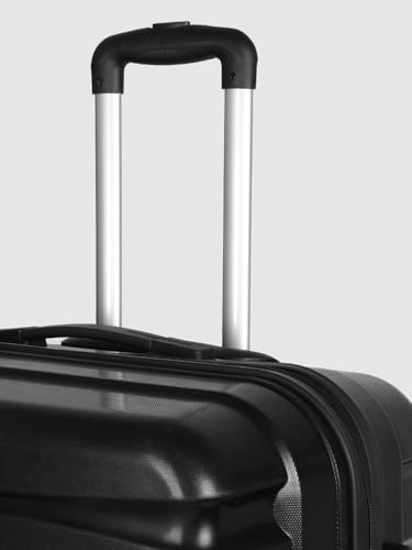 Image of Teakwood Unisex Trolley Bag for Travel, Hard Cabin Trolley Suitcase Bag, Numver Lock System 360 Degree 8 Rotating Wheels | Set of 3 (55, 65, 76 CM, Black)