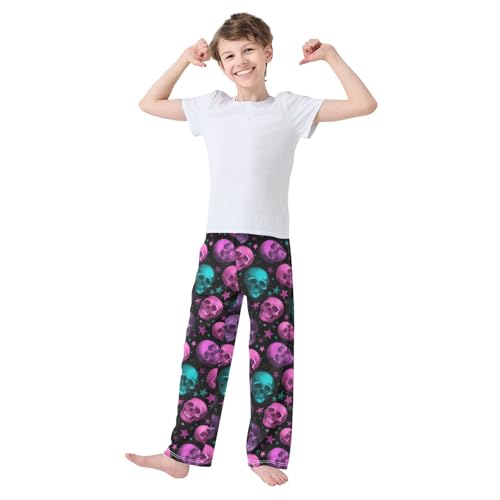 ALAZA Skeleton Sugar Skull Star Pajama Pants Long Sleep Pant Pajama Bottoms Elastic Waist with Pockets3