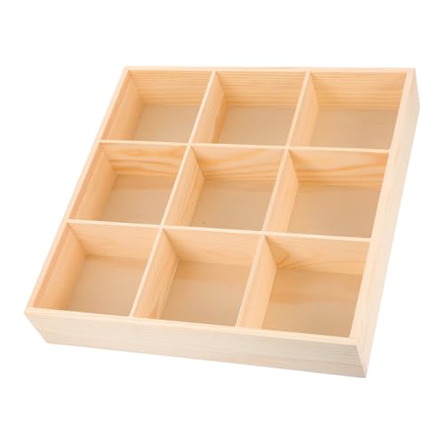 Ipetboom Organizador de Cajones de Madera 9 Compartimentos, Divisor para Calcetines y Ropa Interior, Color Madera Natural, Organizador para Armario y Baño, Almacenaje Práctico y Versátil