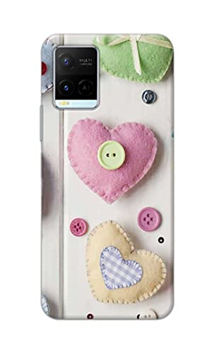 Image of PRINTFIDAA Heart Shape Hard Back Cover for Vivo Y21 (2021) / Y33S Back Cover -(P6) KAT1010