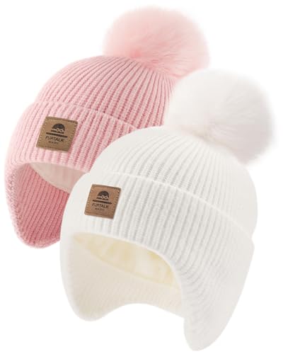 FURTALK Toddler Winter Hat Baby Pom Pom Beanie Boys Girls Kids Knitted Fleece Lined Cap