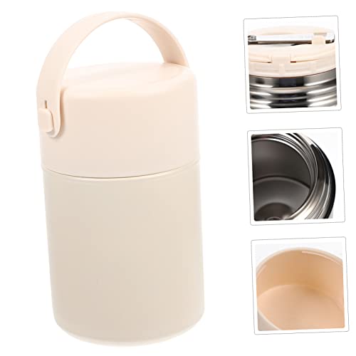 Termo de comida térmico de acero inoxidable 850ml contenedor al vacío portátil beige 5