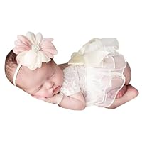 Spitze Neugeborene Mädchen Fotografie Prop Baby Girl Tutu Kleid mit Blume Stirnband Kleinkind Foto-Shooting Outfits Bogen Tüll Rock