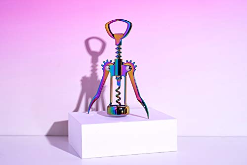 Blush Winged Corkscrew, Iridescent Bottle Opener, Cork Remover, Rainbow Wine Gift Accessory, Mirage, Set of 1