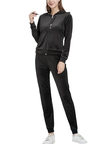 Woolicity Women's Sweatsuits Set 2 Piece Velour Full Zip Hoodie Tracksuits Sportswear with Pocket