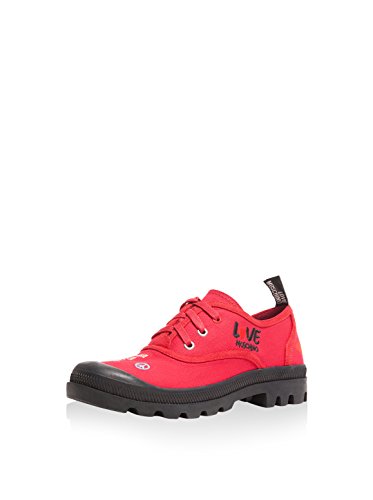 Love Moschino Red Lug Sole Embroidered Sneakers for Womens