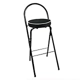 Folding Breakfast Bar Stool, 26/28/30' Tall Chair with Padded Seat, Portable Round Counter Height Stool with Backrest, Foldable Stool for Adults Outdoor Indoor ( Color : Black 1 pc , Size : 75cm/30' )