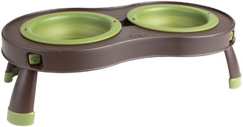 Dexas Popware for Pets Double Elevated Pet Feeder, Large, Gray/Green image 4