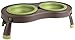 Dexas Popware for Pets Elevated Tandem Feeder Bowls with Legs, Small, Brown/Green