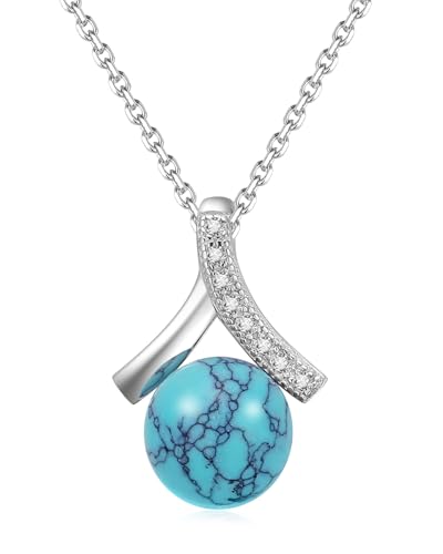 BDL Genuine Turquoise Necklaces for Women-925 Sterling Silver Pendant Jewelry Gifts for Her,Vintage Concert Festival Accessories for Anniversaries/Mother's Day/Christmas