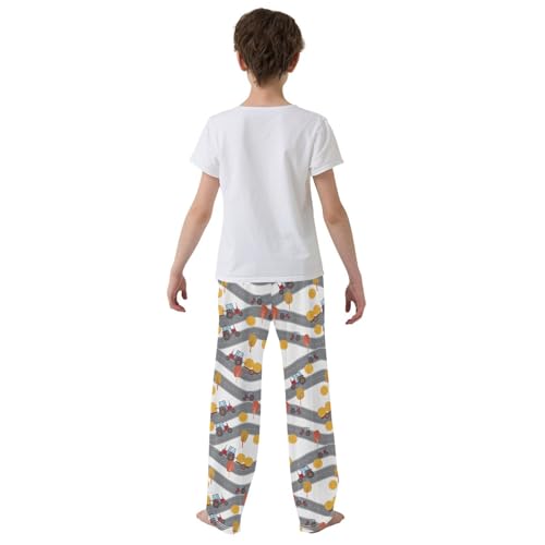 ZZXXB Tractor Riding Boys Long Pants Soft Trousers Elastic Waist Kids Lounge Bottoms with Pockets S-XL3