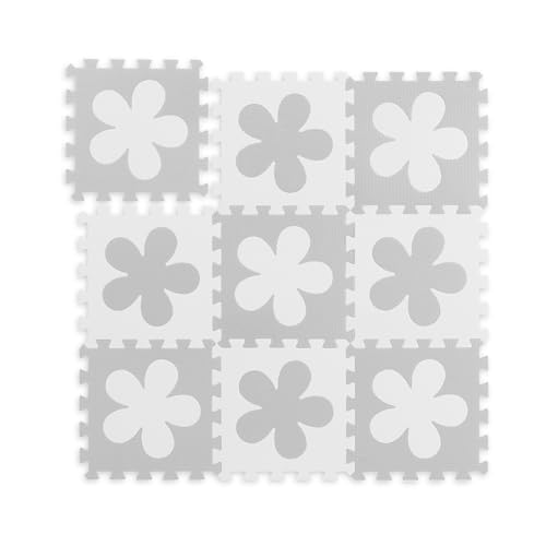 Relaxdays Puzzlematte Blumen-Muster, 9 Teile, EVA-Schaumstoff,...