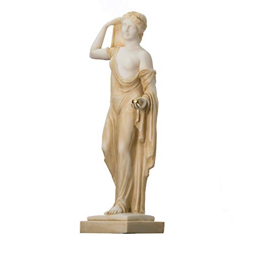 Estatua Eris tono dorado con manzana dorada griega miniatura 2