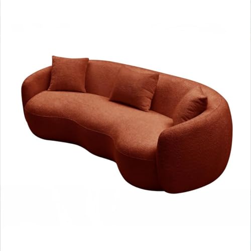 Image of LEGACY OF COMFORT Yazgur 85'' Mid-Century Modern Curved Living Room Sofa, 3-Seat Fabric Couch for Living Room, Office, Apartment (Orange)
