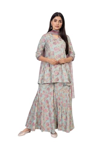 Ensemble sharara léger en rayonne motif floral pour éviter la chaleur XS