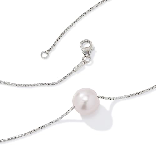 JTV Freshwater Pearl Pendant Necklace for Women - 10.5 mm Floating Pearl on Rhodium-Plated Sterling Silver - Adjustable Real Pearl Necklace - Elegant Timeless Jewelry Gift in Box3