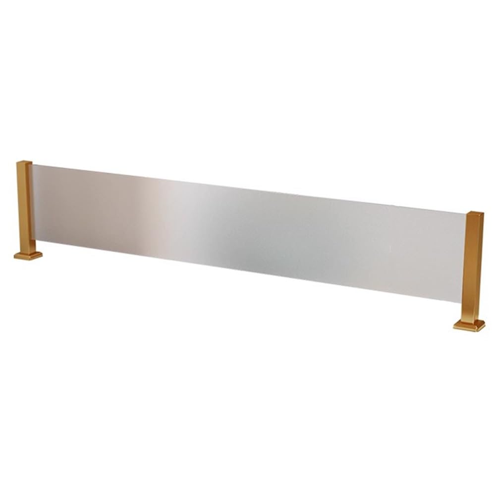 KLGFBDC Gold Striped Glass Table Divider Partitions, Translucent Restaurant Separator, Stainless Steel Decorative for Dining Areas & Aisle Countertops (120x25 cm)