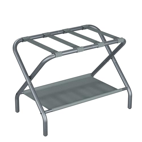 Smuxee Copper Luggage Rack with Fabric Shelf and Straps