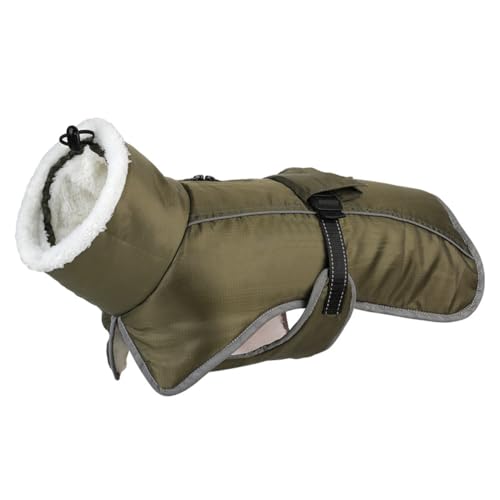 TIKHJ ドッグウェア ペット服 秋冬 防風 防水 犬 服 冬 コート 冬服 犬服 防雪 お散歩 軽量 防寒 暖かい 犬 綿服コート 着せやすい 夜間反射 (グリーン,XXXL)