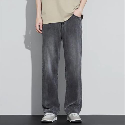 Men's Straight Leg Lyocell Jeans Fashion Versatile Loose Thin Washed Retro Denim Pants3