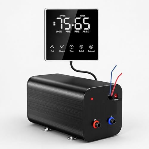 SWISS OUTDOOR Chauffe-eau hybride 6 l pour camping-car, camping-car, van, bateau et abri de jardin, 12 V CC et 230 V CA, écran LCD avec contrôle de la température