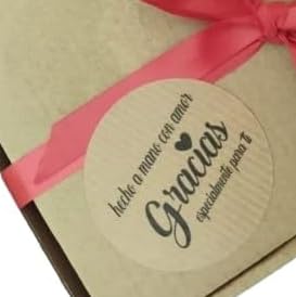 50 Etiquetas adhesivas kraft marrón Hecho a mano con amor, Gracias, especialmente para ti (texto en español)