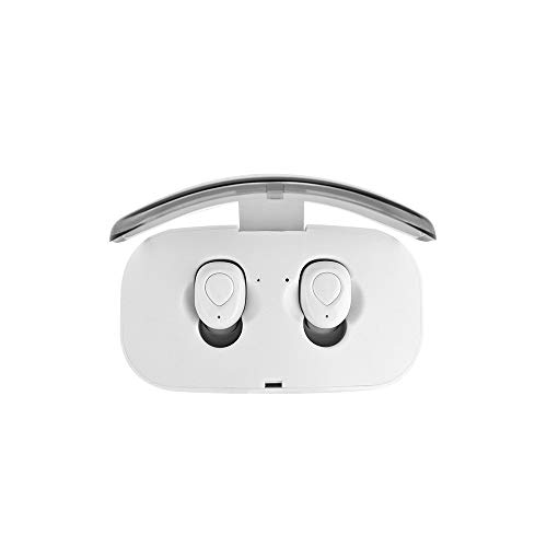 Wireless Earbuds Hand-Free Earphones V5.0 Bluetooth Portable Headphones, IPX5 Waterproof Headsets Compatible with Most Smartphones (X18-Black) (White)