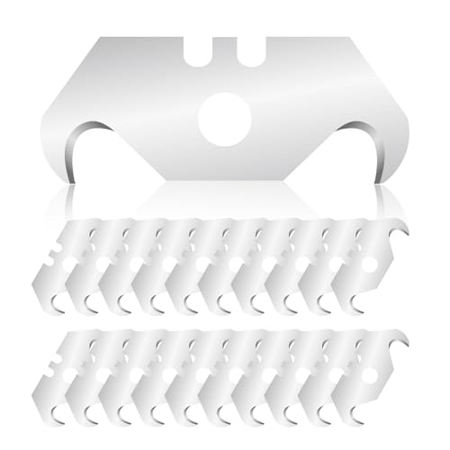 100 PCS Hook Blade Utility Knife Hooked Razor Blades with Storage Box for Cutting Carpets, Wallpaper, Roofing Materials