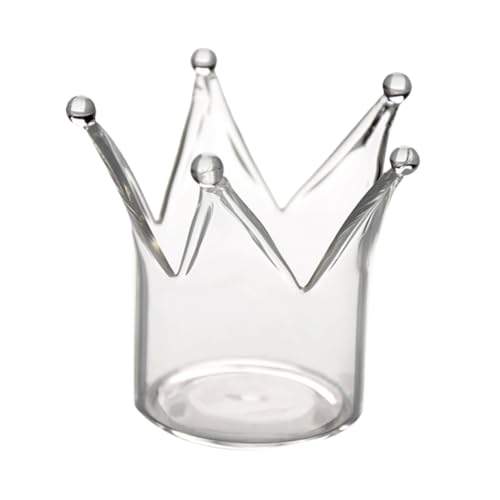 Alipis 3 Pcs Crown Ornament Crown Glass Candleholder Crown Candleholder Crystal Decor Votive Candle Wax Cup Ring Crystal Crown Glass Crown Candlestick High Borosilicate Glass Jewelry Rack