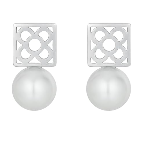 MAJALE Pendientes Perla Blanca con Filigrana Panot de Barcelona