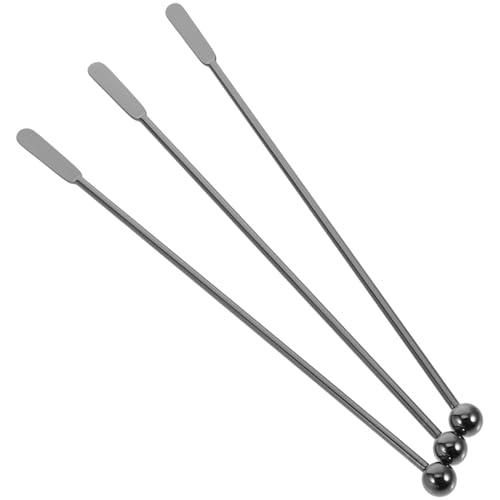 COLLBATH 3Pcs Stainless Stirrer Long Handle Mixing Stick for Cocktails Drinks Elegant Metal Beverage Swizzle Sticks for Home Bar Use