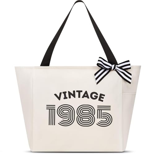 Image of Vavabox 40th Birthday Gifts Women, Unique 40 Years Old Tote Bag, Vintage 1986 Handbag Gifts for Women Mom Wife Friend