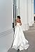 KISKEZ A Line Satin Long Wedding Dress for Bride, V Neck Formal Evening Gown Prom Party Dress for Women with Slit Silver