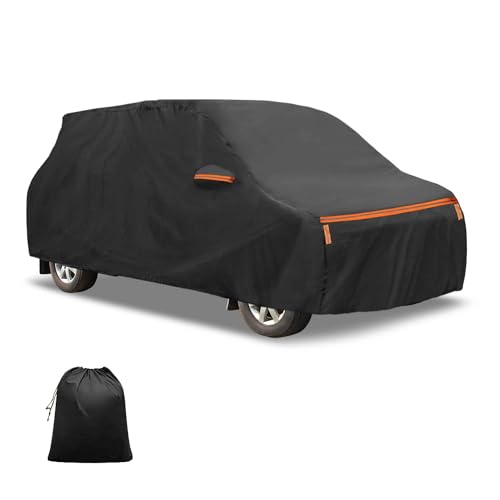 FUELHOOD Toyotaに対応 アルファード専用10系20系30系40系車 カーカバー2002-2024 スパンレース綿 新型100%防水生地&5層構造 裏起毛 塗装面保護 梅雨 自動車 破れにくい 雹対策 防風ロープ付き 強風 運転席側ジッパー 夜間安全警告 日焼け防止 凍結防止霜除け 510*200*160cm 内装パーツ アクセサリー