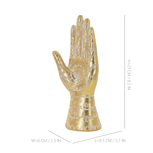 Escultura Mano Hamsa Ojo Turco Decorativa Dorada miniatura 5